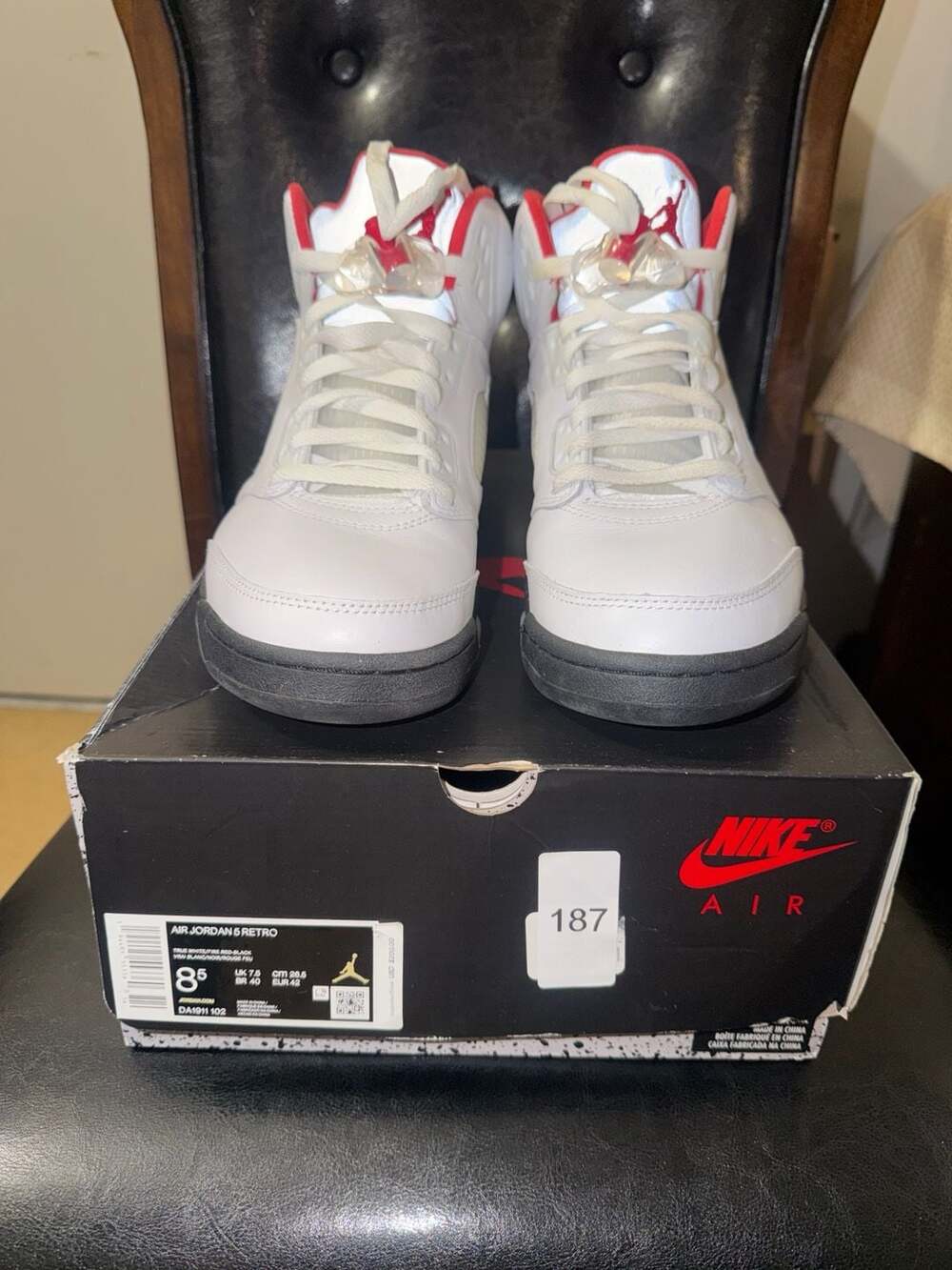 Air Jordan 5 Retro 'Fire Red Silver Tongue' 2020 Sneakers DA1911 102 8.5M